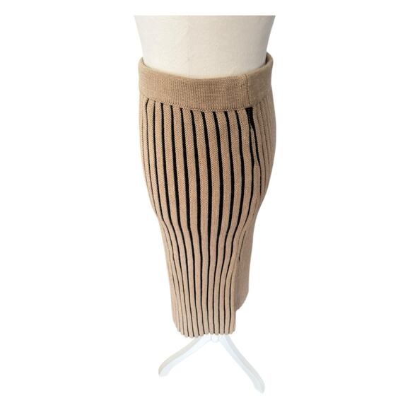 Victoria Victoria Beckham Ribbed Knit Wool Midi Skirt Size 4 Beige - Picture 4 of 10